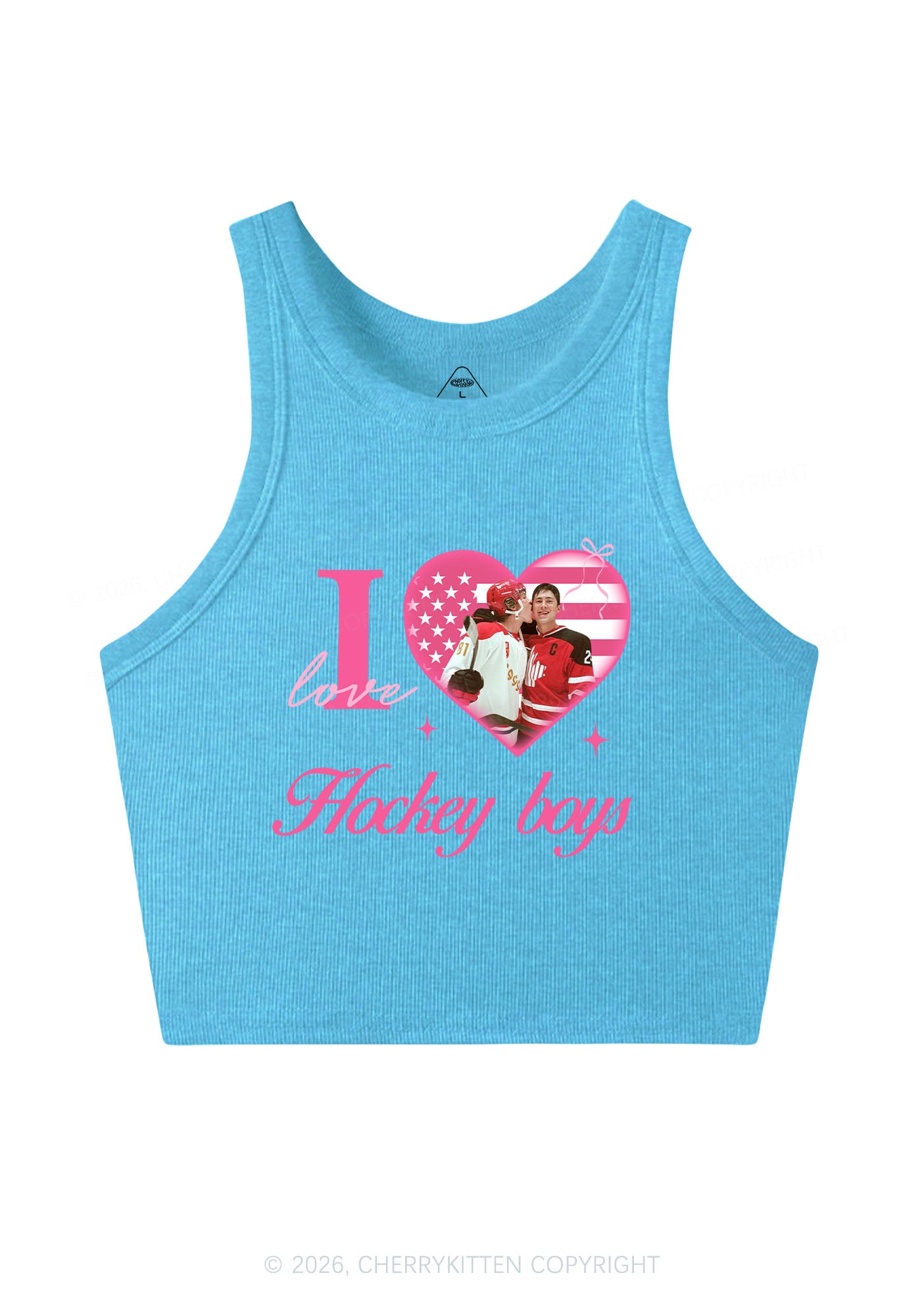 I Love US Hockey Boys HR Y2K Crop Tank Top Cherrykitten