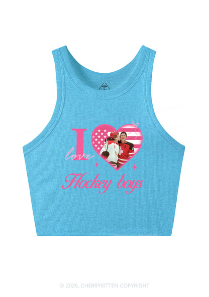I Love US Hockey Boys HR Y2K Crop Tank Top Cherrykitten