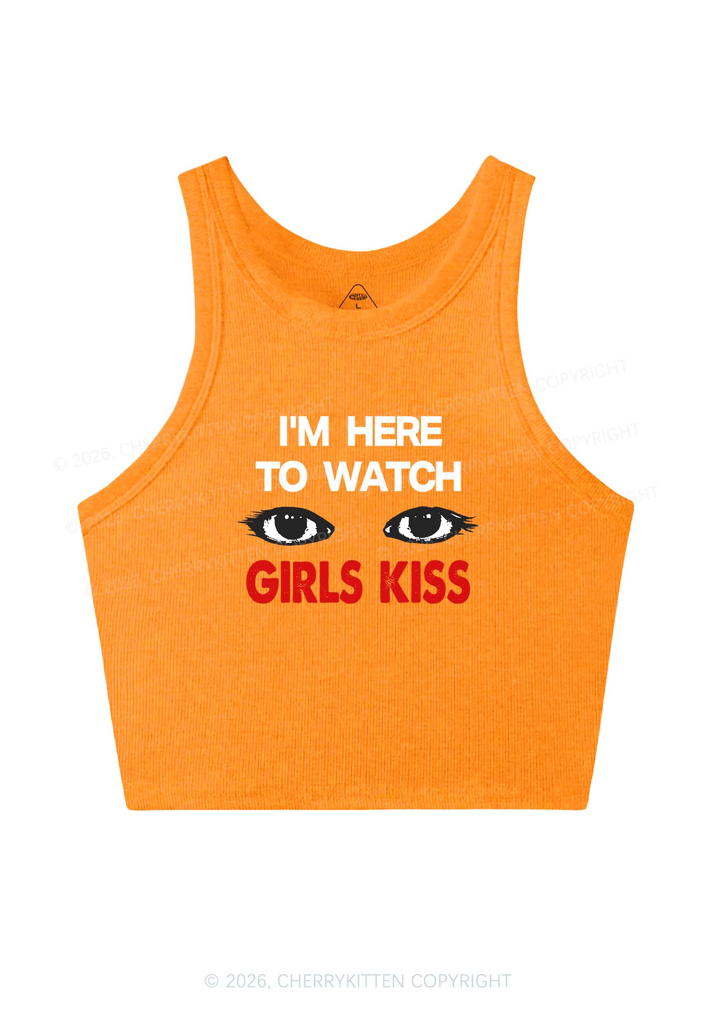 Im Here To Watch Girls Kiss Pride Y2K Crop Tank Top Cherrykitten