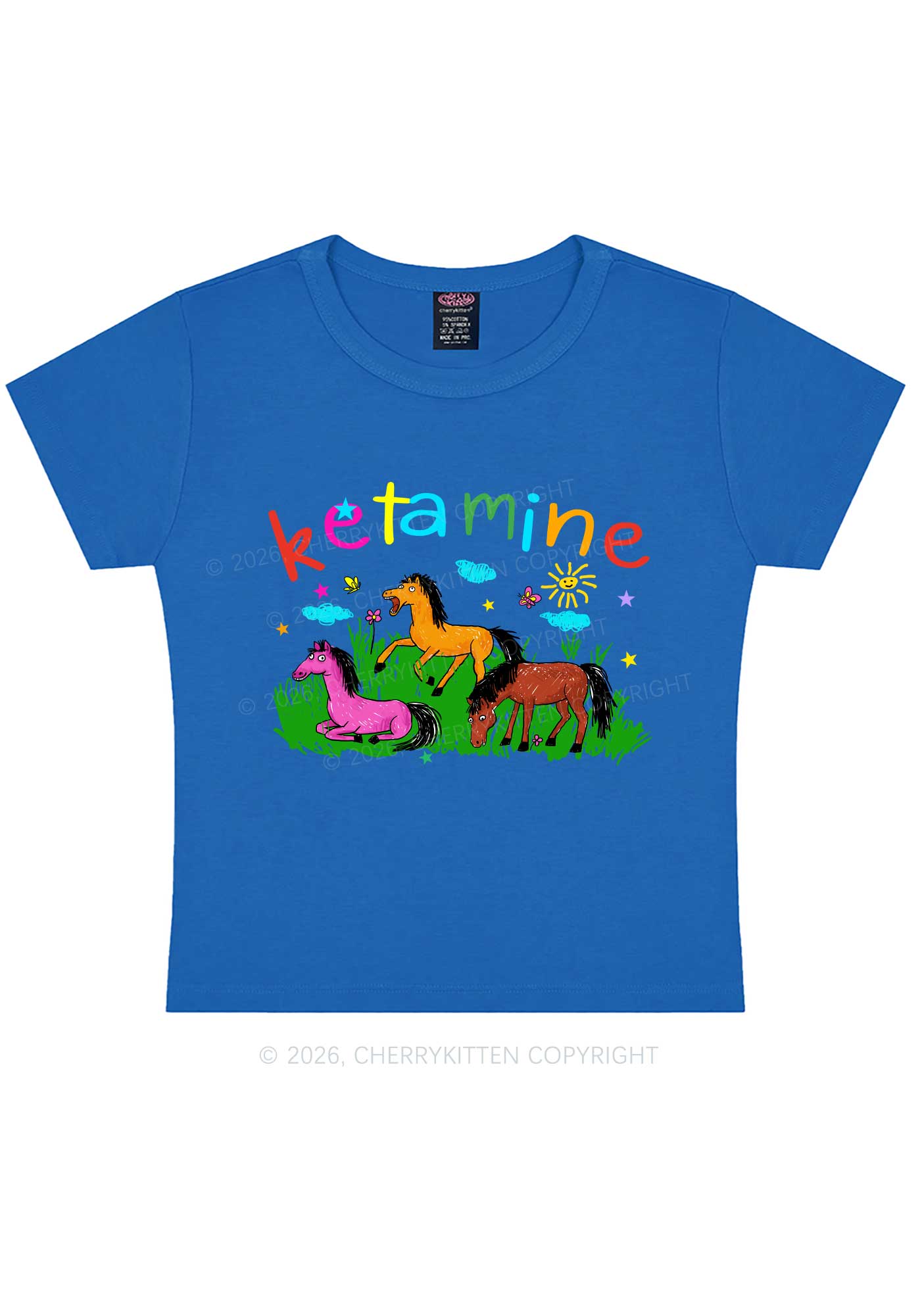 Rainbow K Pony Y2K Baby Tee Cherrykitten