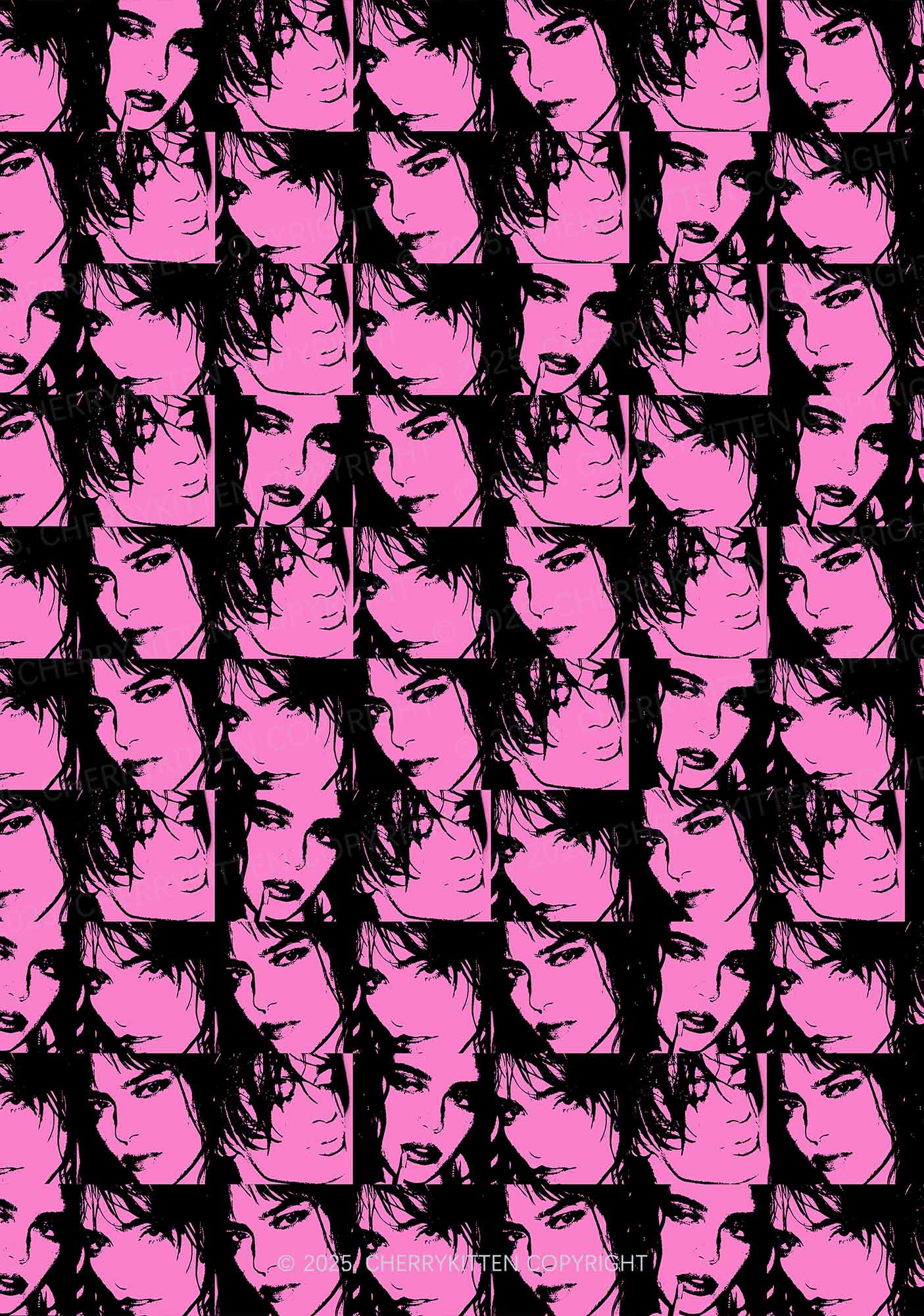 Pink Custom Portrait Valentine's Day Y2K Print Couples Thong Set Cherrykitten