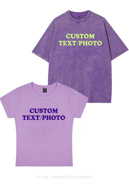 Custom Text Y2K Valentine's Day Couple Shirt Cherrykitten