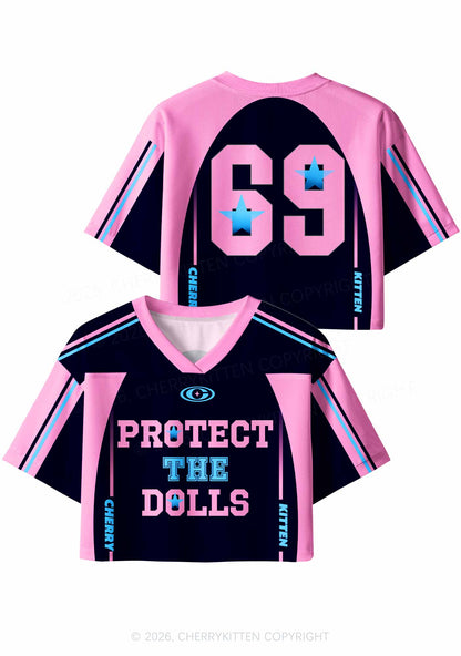 Black Protect The Dolls Pride Y2K Crop Sport Jersey Shirts Cherrykitten