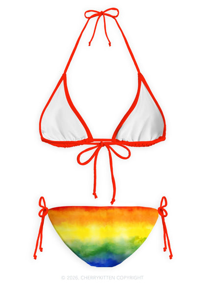 Rainbow Flag Pride Y2K Print Bikini Set Cherrykitten