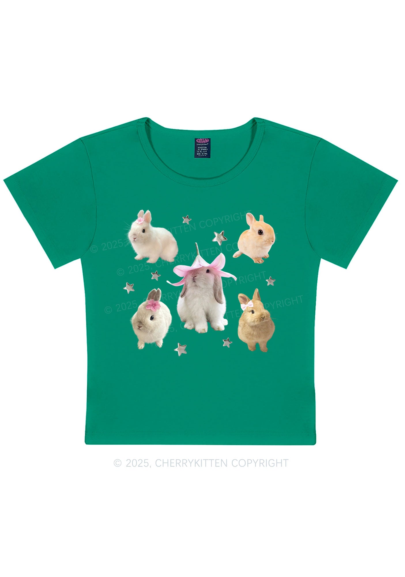 Lovely Rabbits Y2K Baby Tee Cherrykitten