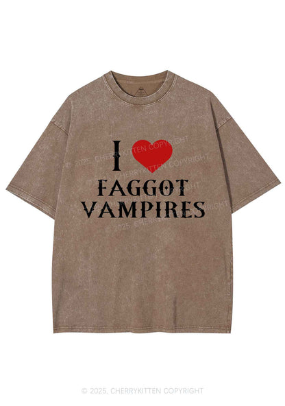 I Love Faggot Vampires Pride Y2K Shirts Washed Tee Cherrykitten