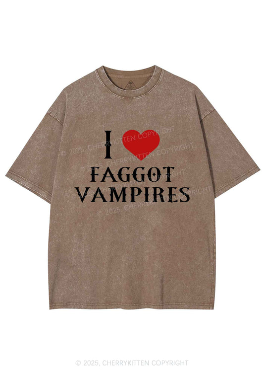 I Love Faggot Vampires Pride Y2K Shirts Washed Tee Cherrykitten