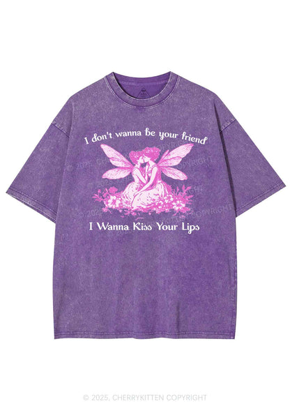 I Wanna Kiss Your Lips Pride Y2K Shirts Washed Tee Cherrykitten