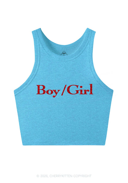 Glitter Boy Or Girl Pride Y2K Crop Tank Top Cherrykitten