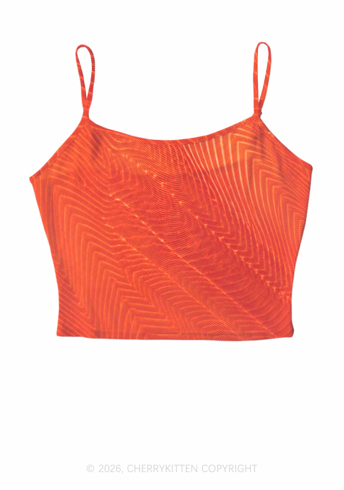 Salmon Meat Texture Y2K Mesh Cami Tank Cherrykitten