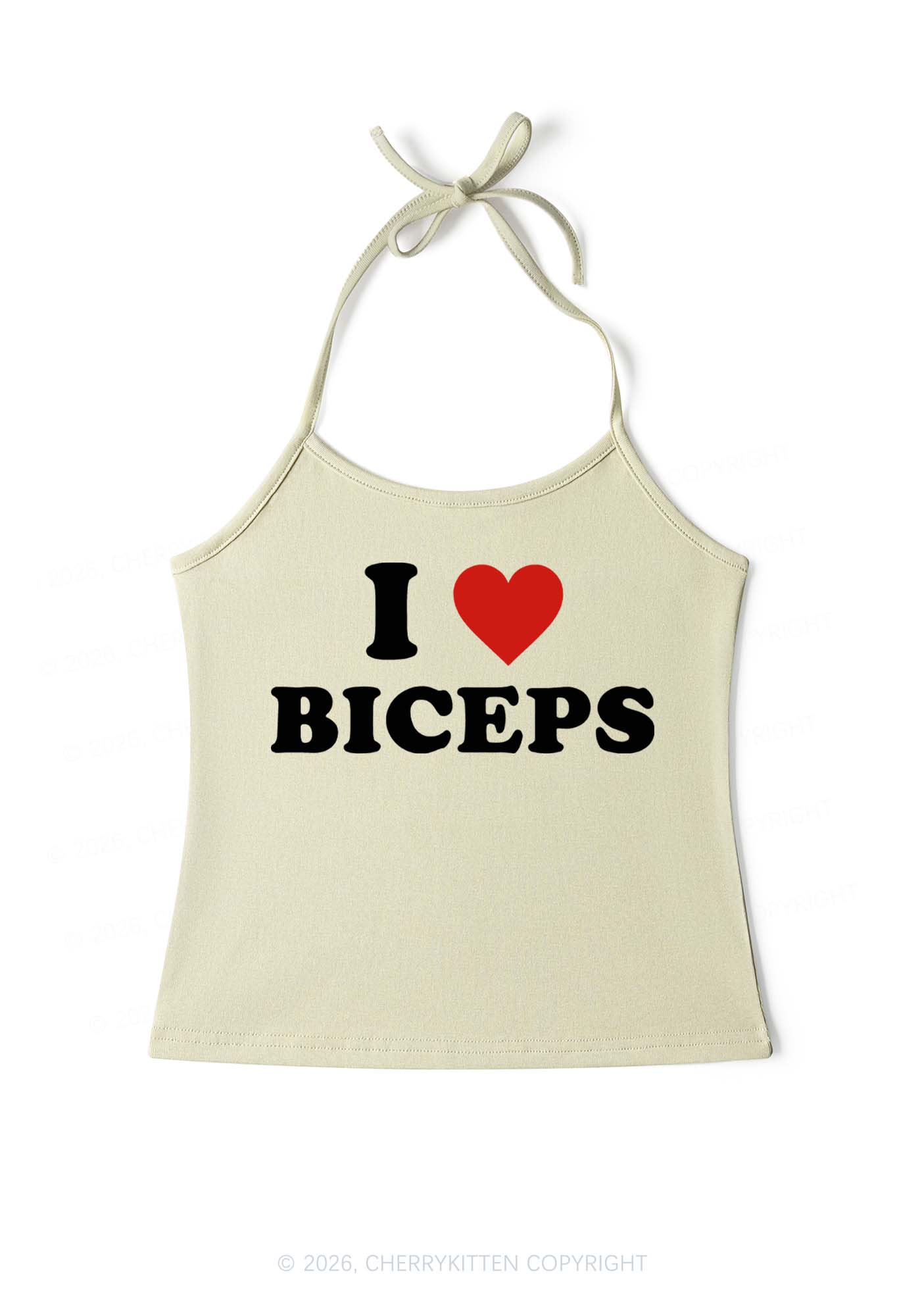 I Love Biceps Y2K Halter Neck Cami Cherrykitten