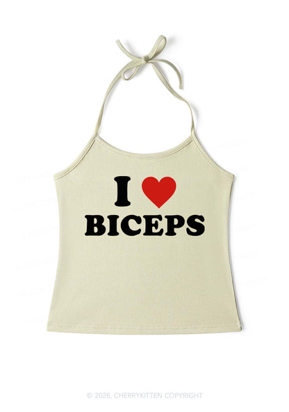 I Love Biceps Y2K Halter Neck Cami Cherrykitten