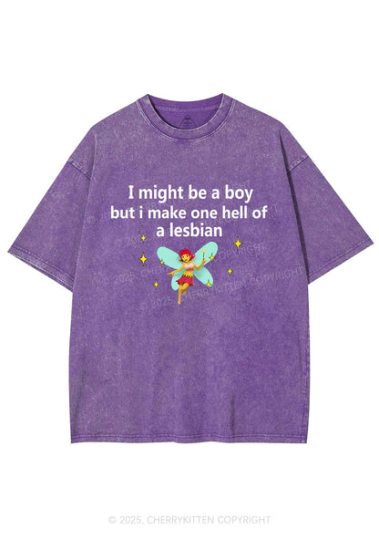 Make Hell Of Lesbian Y2K Shirts Washed Tee Cherrykitten