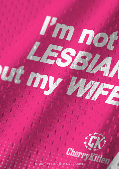 Im Not Lesbian But My Wife Is Pride Y2K Sport Jersey Tank Cherrykitten