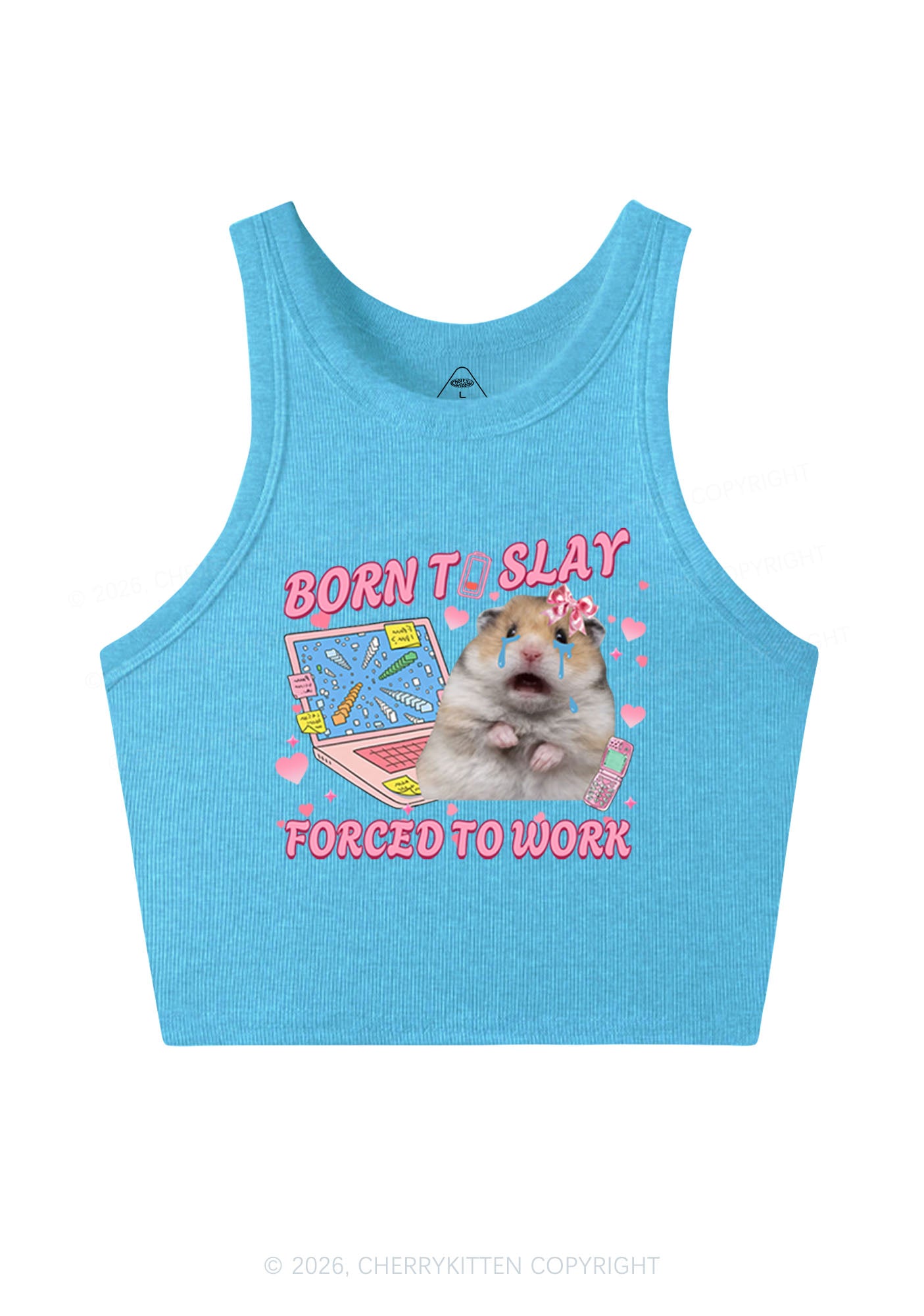 Custom Meme Born To Slay Y2K Crop Tank Top Cherrykitten