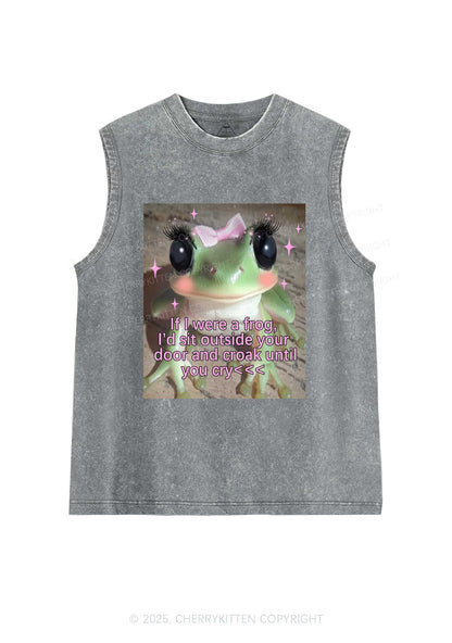 If I Were Frog Y2K Washed Muscle Tank Cherrykitten