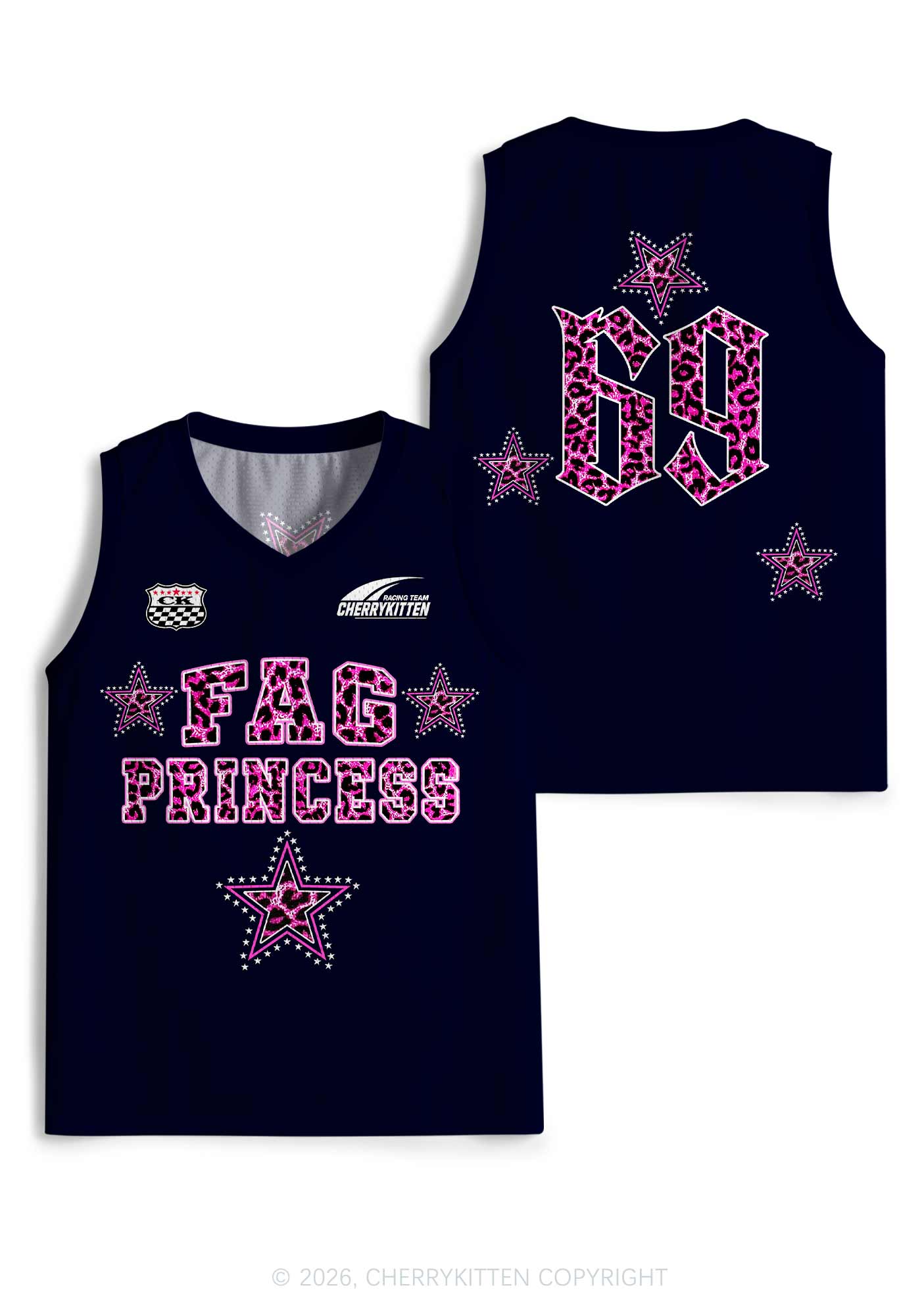 Pink Leopard Fag Princess Pride Y2K Sport Jersey Tank Cherrykitten