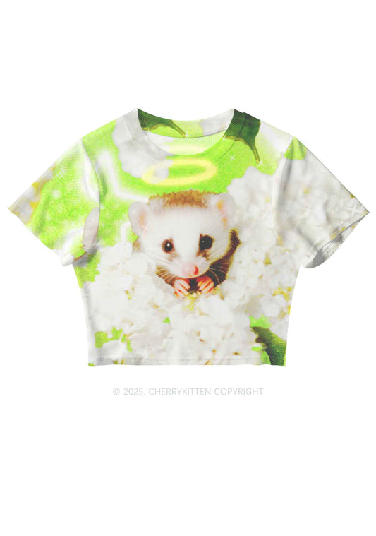 Flower Angel Ratz Y2K Mesh Crop Top Cherrykitten