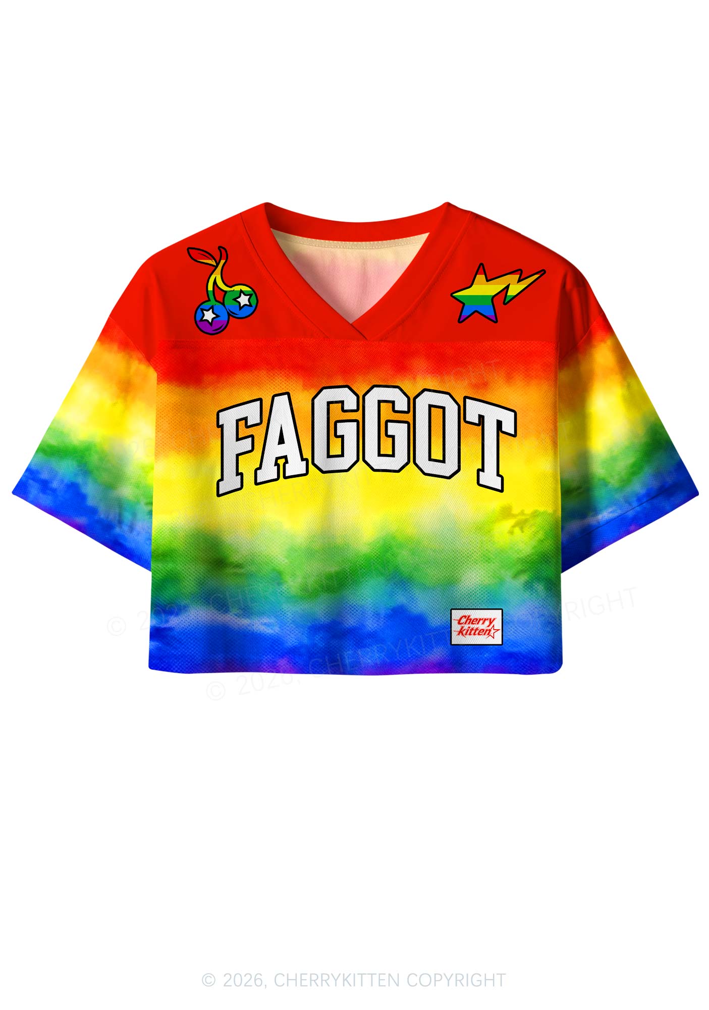 Rainbow Tie Dye Faggot Pride Y2K Crop Sport Jersey Shirts Cherrykitten