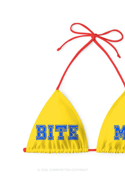 Yellow Bite Me Y2K Print Bikini Set Cherrykitten