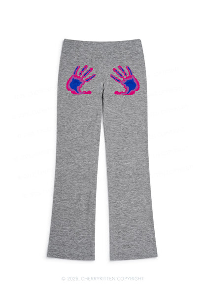 Bisexual Thermal Hands Pride Y2K Low Rise Drawstring Flare Pants Cherrykitten