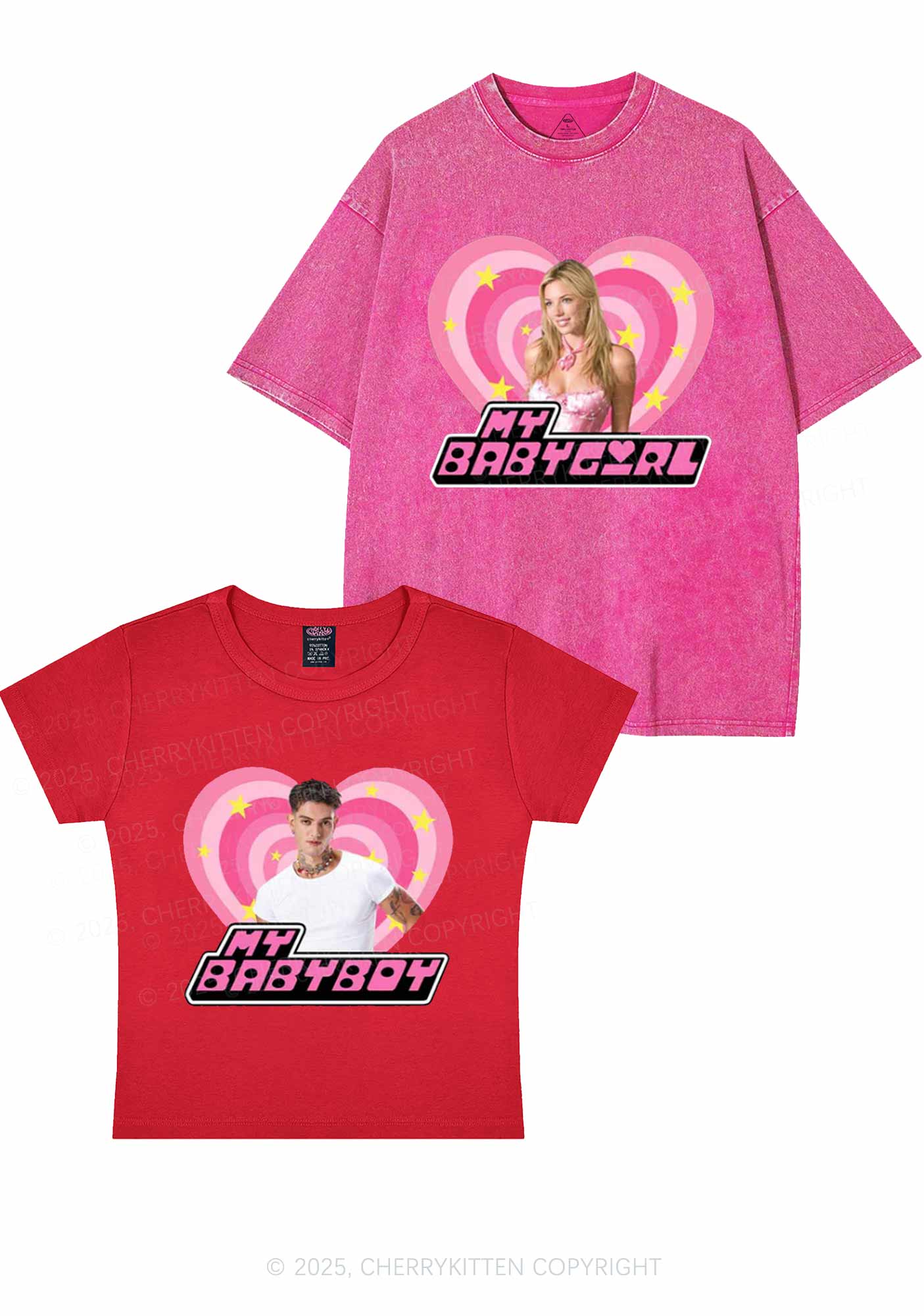 Custom Photo My Baby Y2K Valentine's Day Couple Shirt Cherrykitten