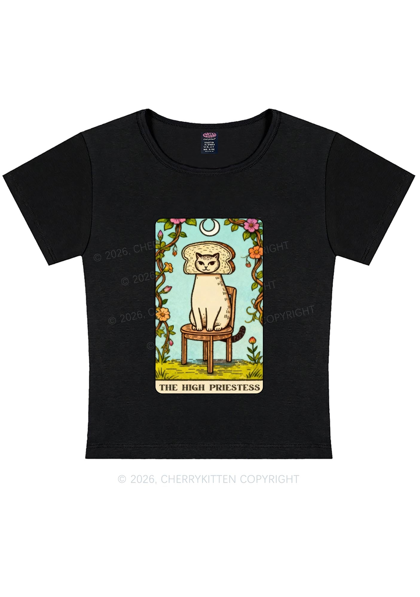 Breadhead Cat Y2K Baby Tee Cherrykitten