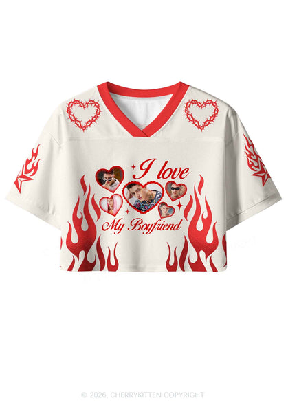 Creamy White Custom GF BF Photo Y2K Crop Sport Jersey Shirts Cherrykitten
