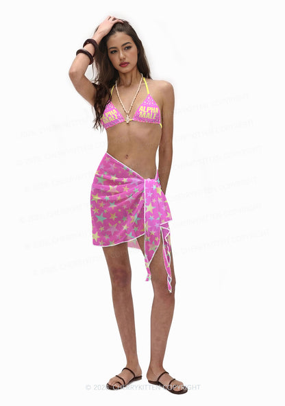 Hot Pink Alpha Male Pride Y2K Print Bikini Set Cherrykitten