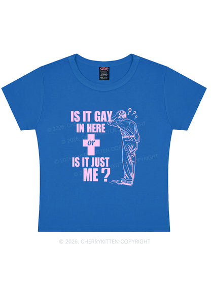 Is It Gay In Here Pride Y2K Baby Tee Cherrykitten