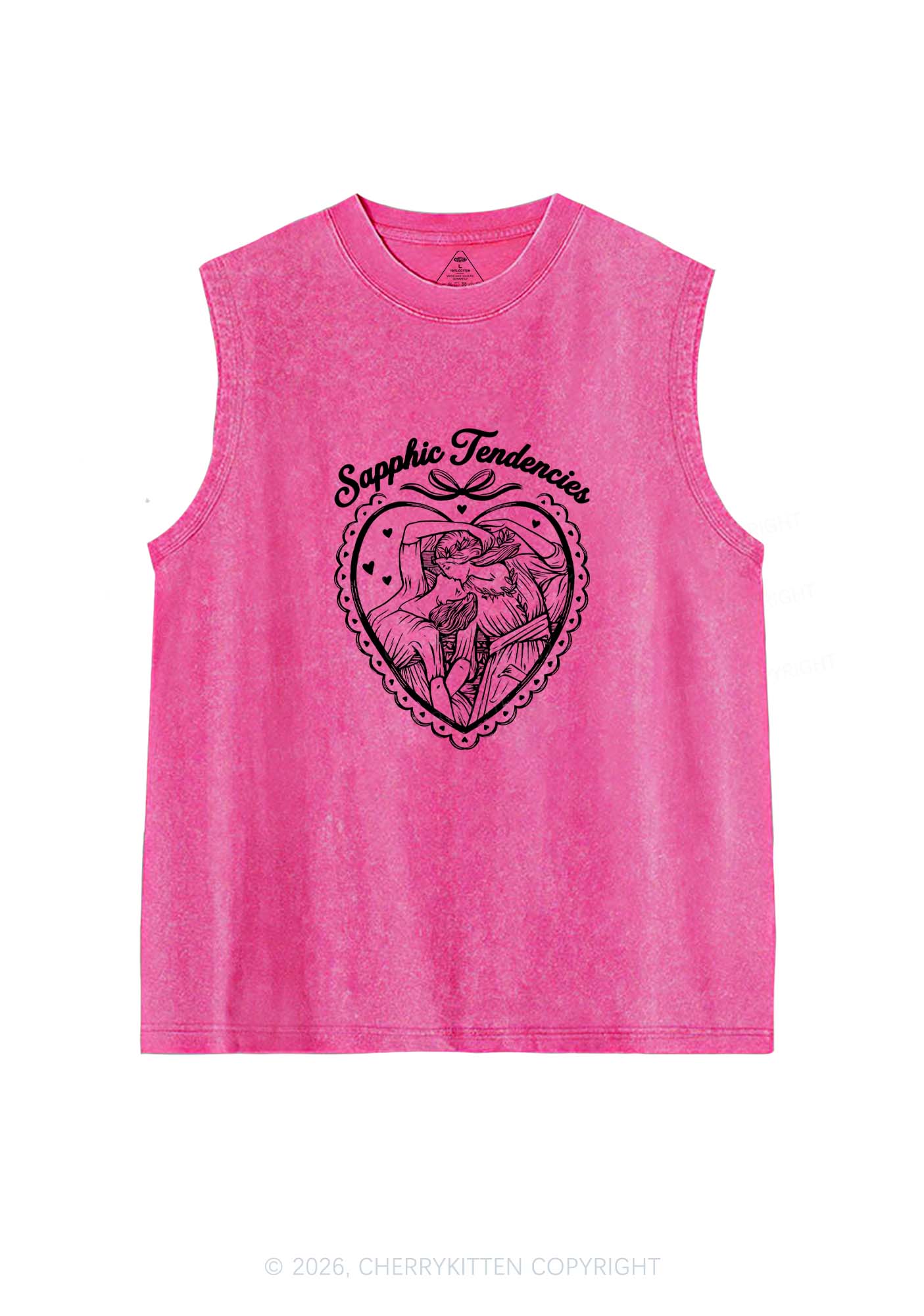 Sapphic Tendencies Art Pride Y2K Washed Muscle Tank Cherrykitten