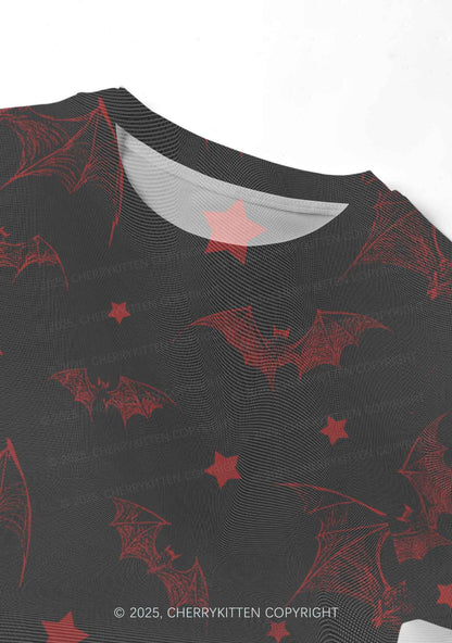 Bat And Star Y2K Mesh Crop Top Cherrykitten
