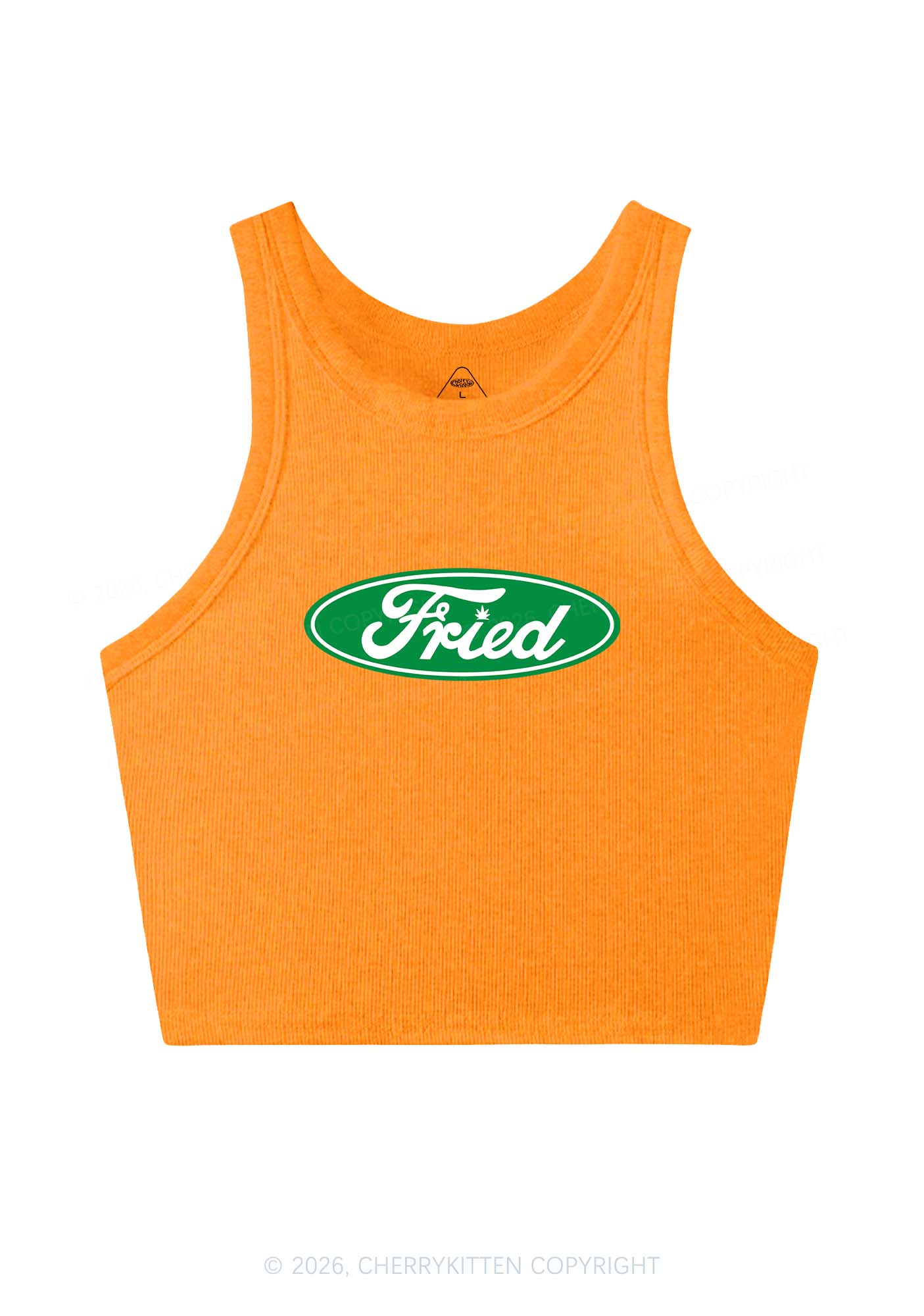Green Fried Y2K Crop Tank Top Cherrykitten