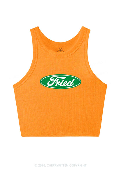 Green Fried Y2K Crop Tank Top Cherrykitten