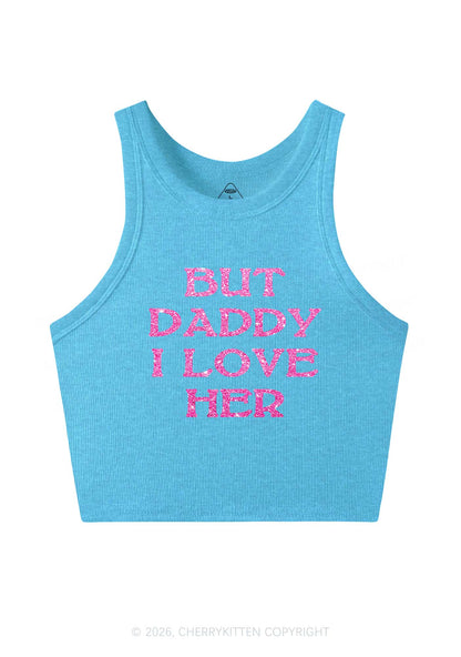 Glitter But Daddy I Love Her Pride Y2K Crop Tank Top Cherrykitten