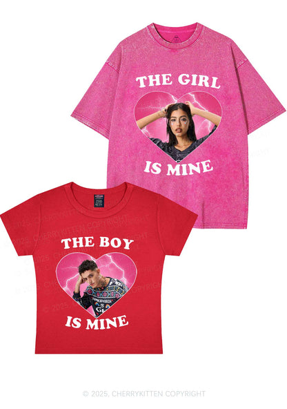 Custom Boy Girl Is Mine Y2K Valentine's Day Couple Shirt Cherrykitten