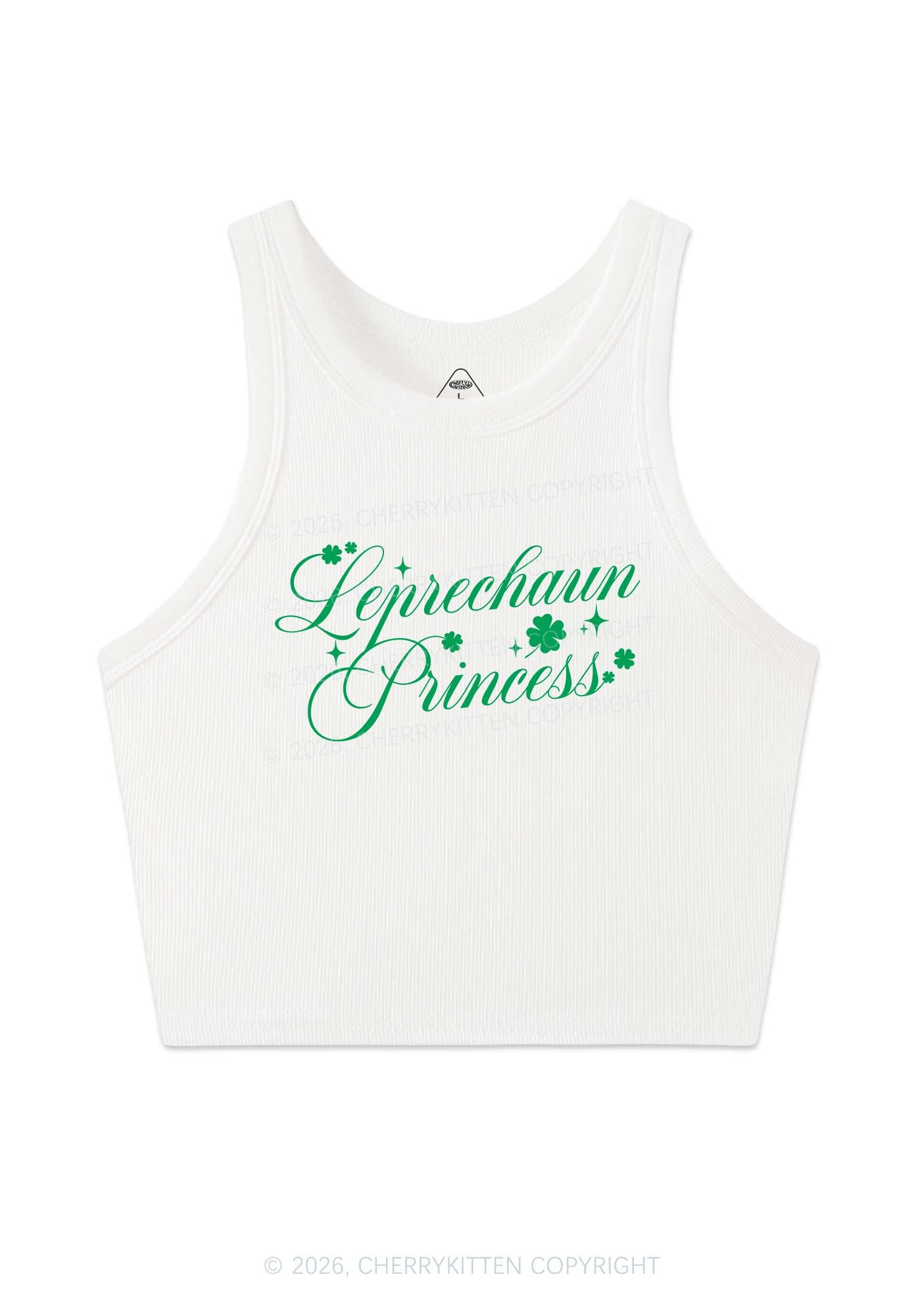 Leprechaun Princess St Patricks Y2K Crop Tank Top Cherrykitten