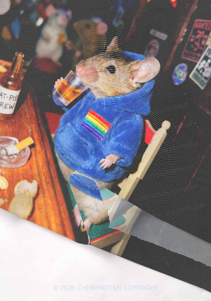 Blue Hoodie Rat Drinking Pride Y2K Mesh Muscle Tank Cherrykitten