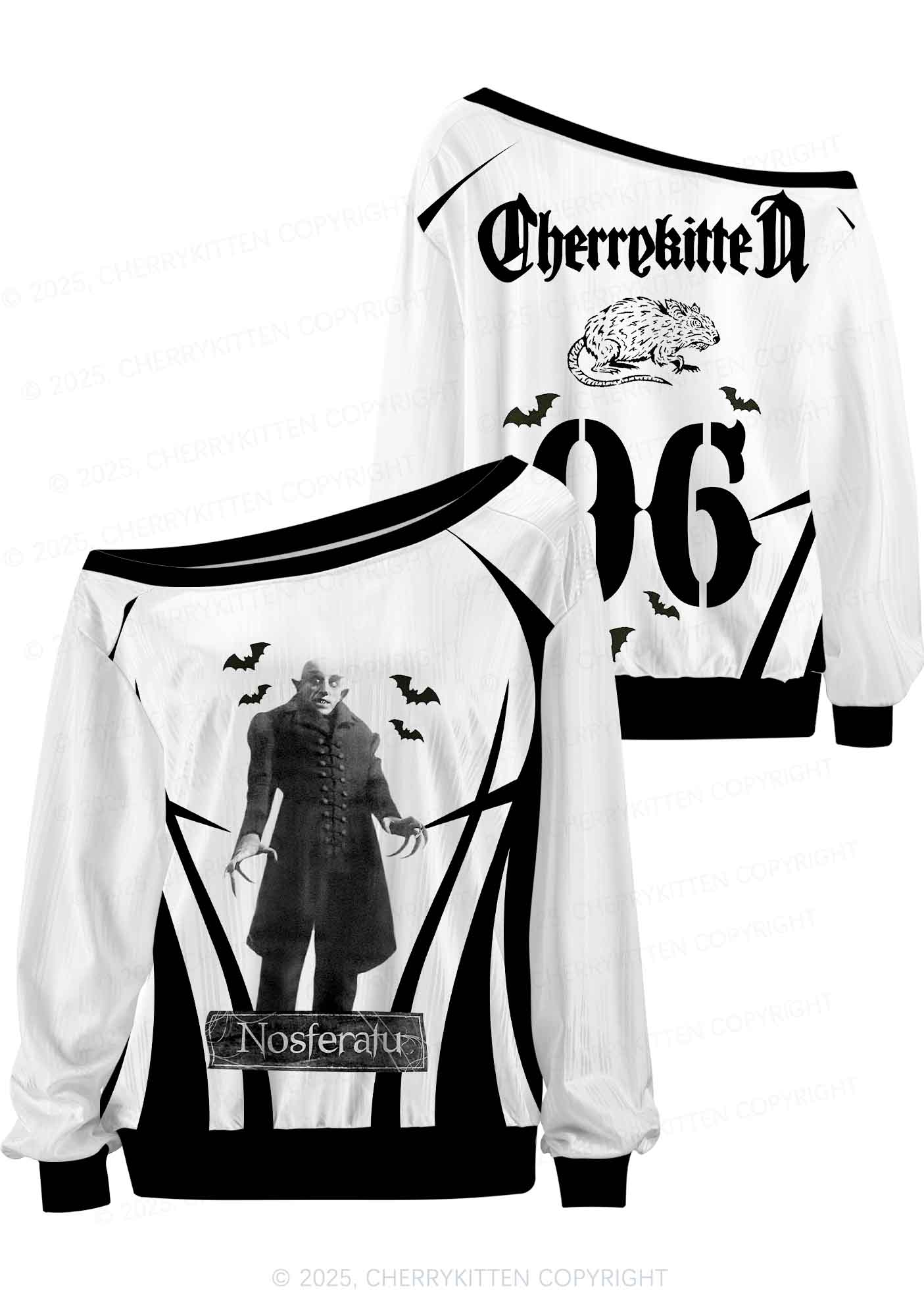 Halloween Custom Bat Monster Y2K Off Shoulder Long Sleeve Sport Jersey Shirts Cherrykitten