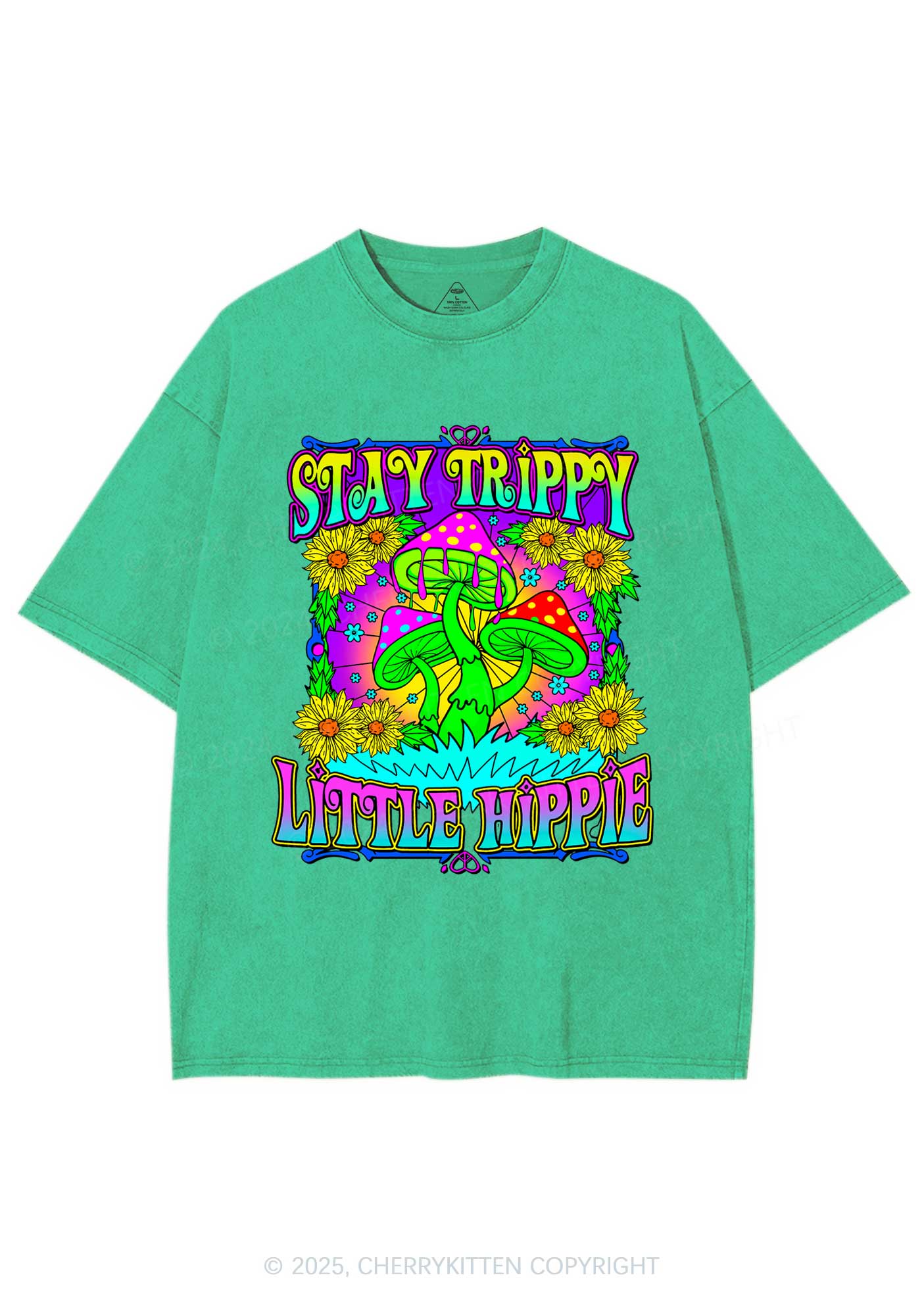 Stay Trippy Little Hippie Y2K Shirts Washed Tee Cherrykitten