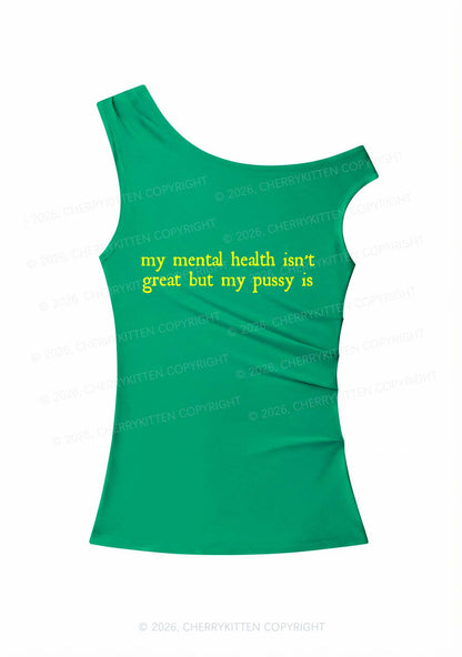 Great Mental Health Y2K Off Shoulder Tank Top Cherrykitten