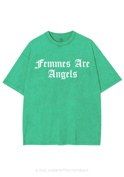 Femmes Are Angels Y2K Shirts Washed Tee Cherrykitten