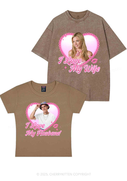 Custom Love My Wife Photo Y2K Valentine's Day Couple Shirt Cherrykitten