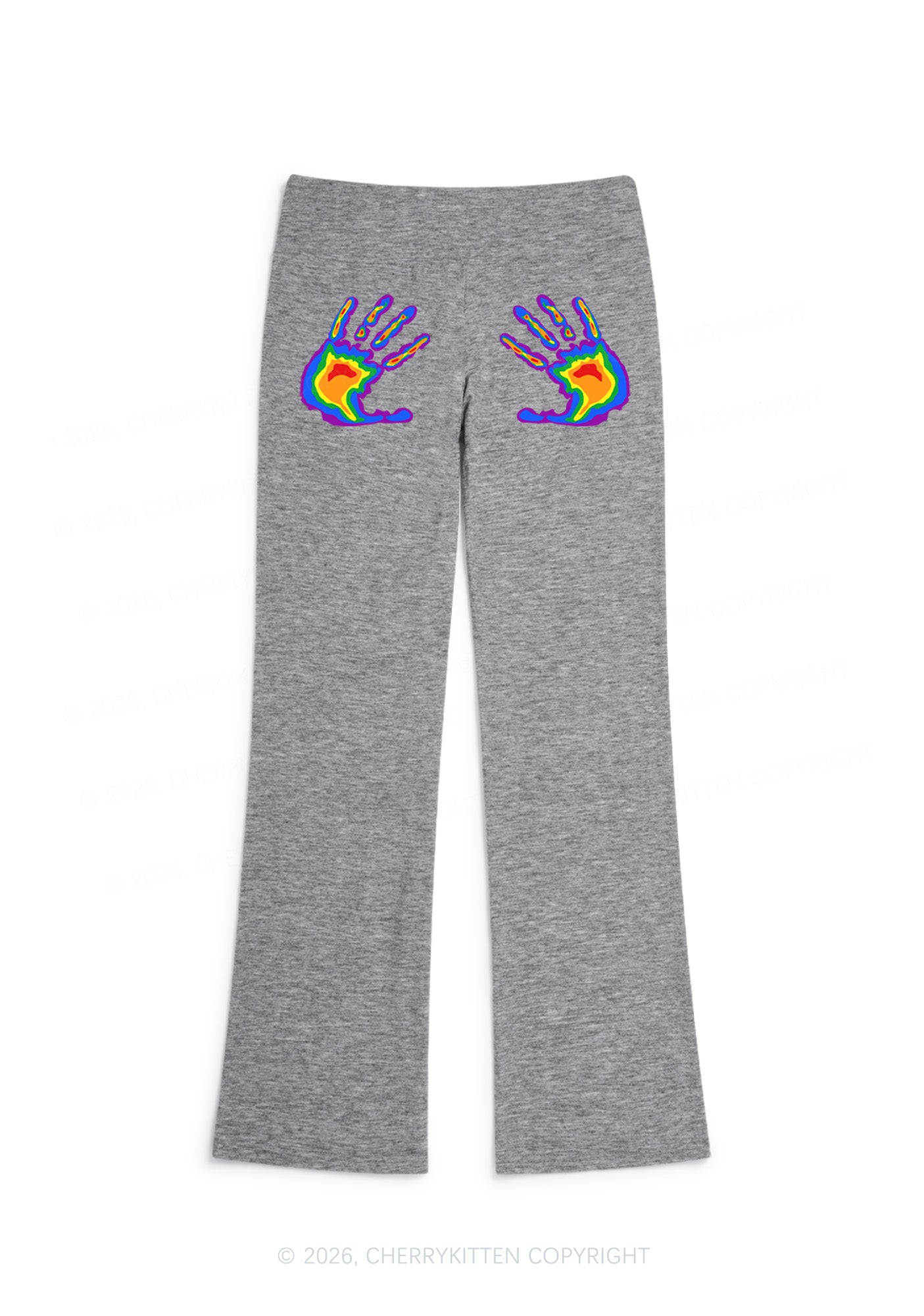 Pride Thermal Hands Y2K Low Rise Drawstring Flare Pants Cherrykitten