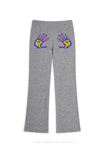 Pride Thermal Hands Y2K Low Rise Drawstring Flare Pants Cherrykitten