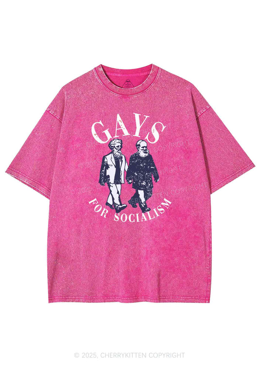 Gays For Socialism Pride Y2K Shirts Washed Tee Cherrykitten