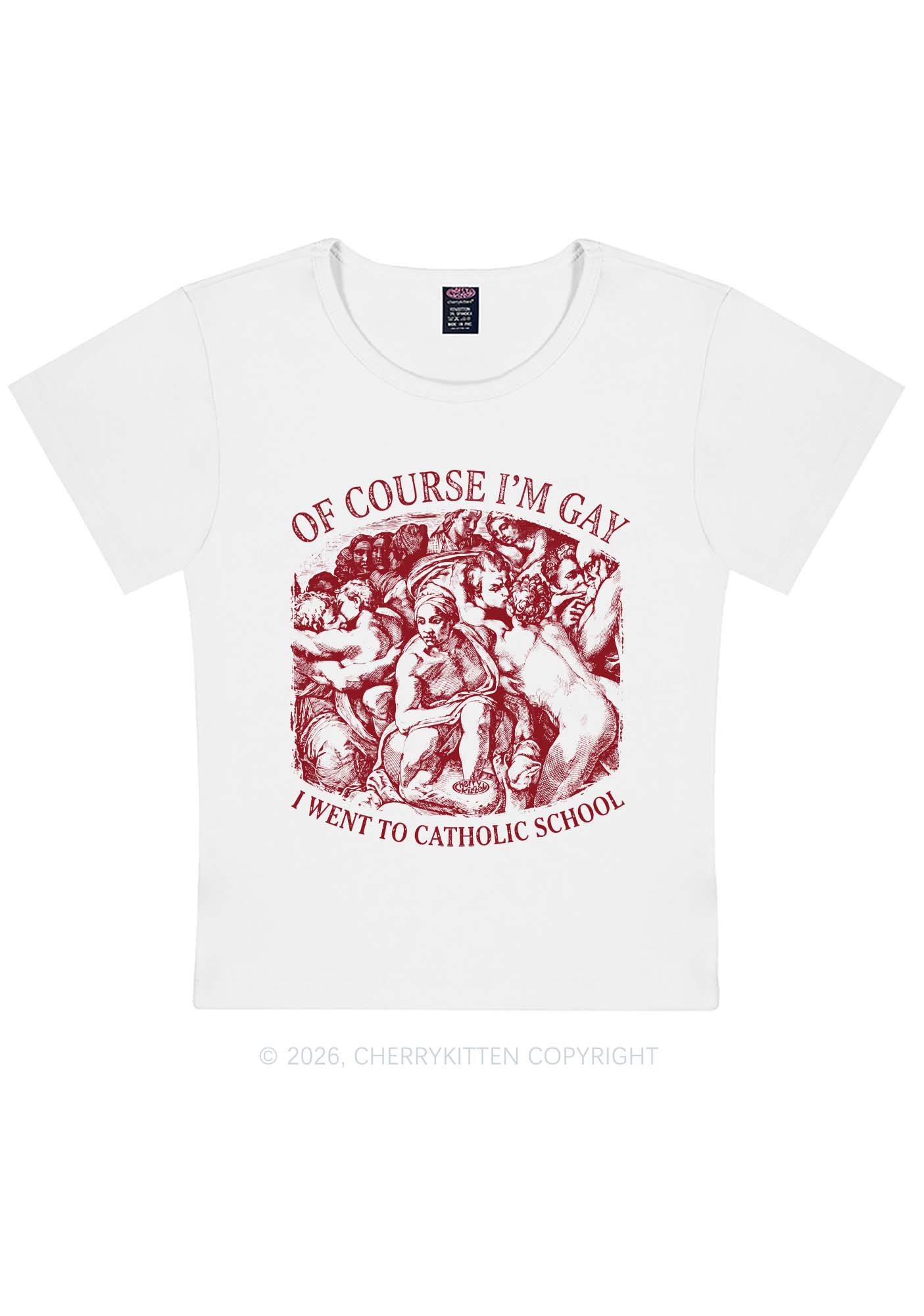 Of Course Im Gay l Pride Y2K Baby Tee Cherrykitten