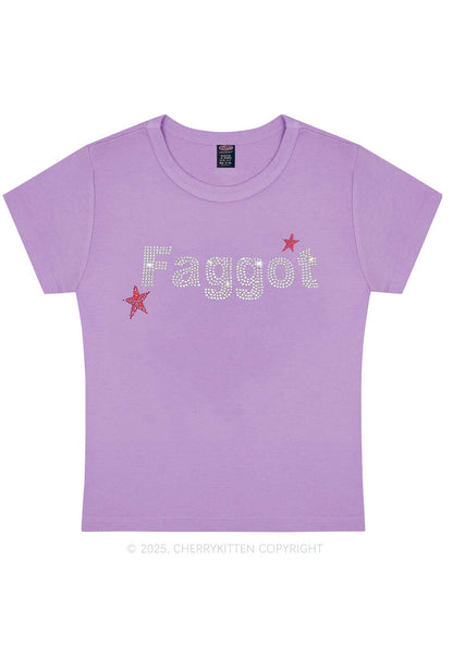 Rhinestone Faggot Pride Y2K Baby Tee Cherrykitten