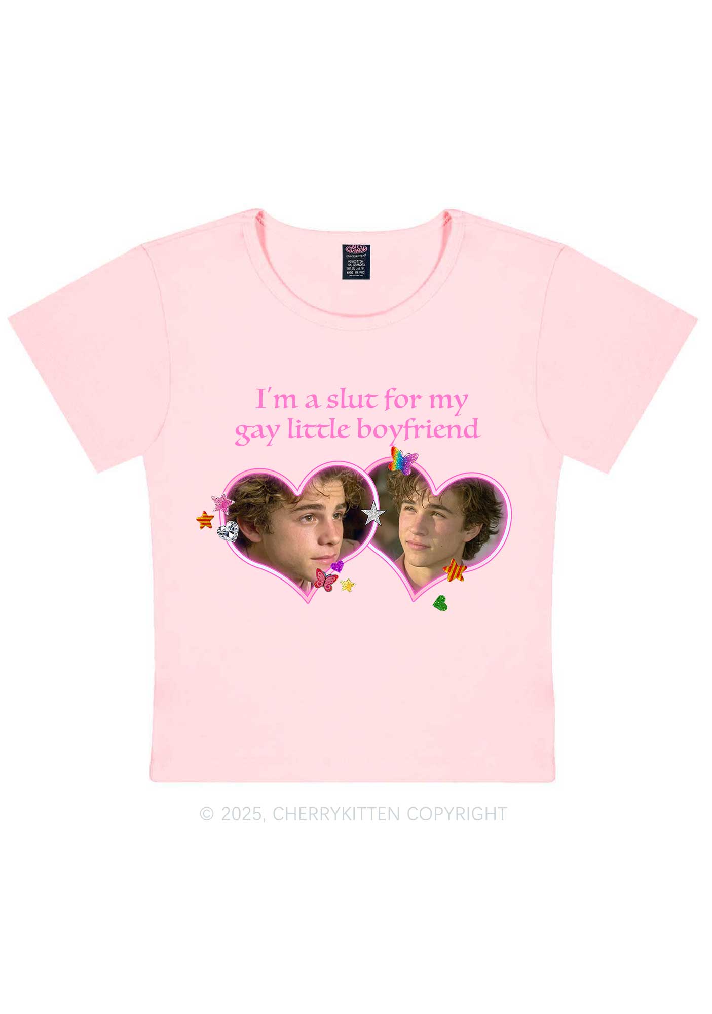 Custom Slxt Gay BF Photo Y2K Baby Tee Cherrykitten