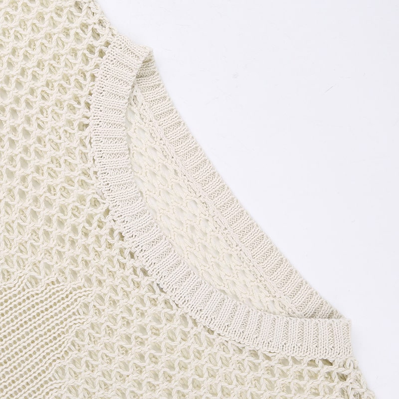 Star Panel Hollow Long Sleeve Knit Top Cherrykitten